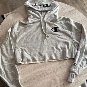 Champion Heather Gray Cropped Hoodie